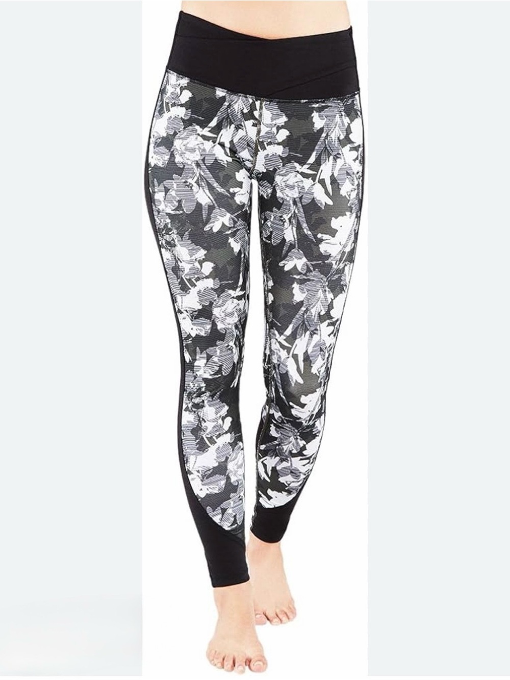 IVY PARK Black and White Floral Print High-Waist Leggings 0205